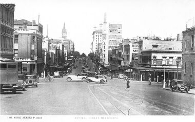 Postcard - The Rose Series P. 3631 Postcard, Russel Street, Melbourne, c1940?
