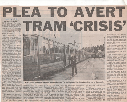 "Plea to avert tram crisis"