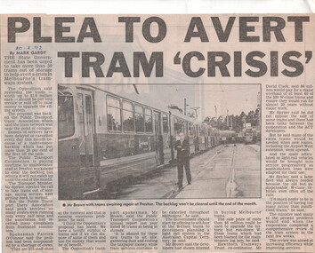 "Plea to avert tram crisis"