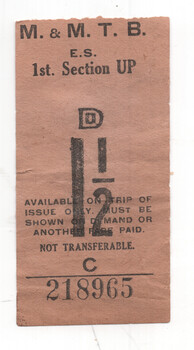 MMTB Eastern System 1 1/2d ticket