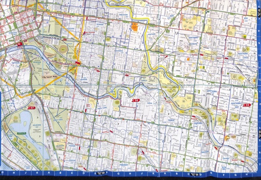 Yarra TravelSmart Map showing a map of Melbourne and surrounding areas with public transport information.