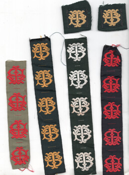 MMTB Uniform Lapel badges in strips of machine sewn stiching.