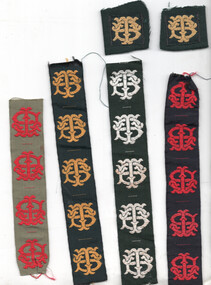 MMTB Uniform Lapel badges in strips of machine sewn stiching.