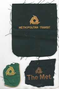 Three fabric patches with embroidered logos and text related to "Metropolitan Transit" and "The Met."