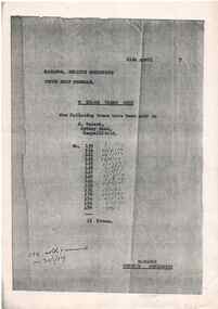 A document titled "MANAGER, PRESTON WORKSHOPS TRUCK SHOP FOREMAN." dated "11th April 1957" lists "0 GLASS TRANS SOLD" with a table of transmission numbers and sale dates to "J. Talent, Sydney Road, Campbellfield." A handwritten note at the bottom left states "174 sold & removed on 30/1/57".