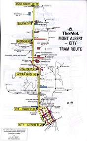 Map of the Met Mont Albert - City tram route, showing various stops and landmarks.