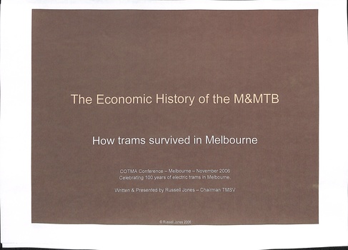 "The Economic History of the M&MTB" - front cover