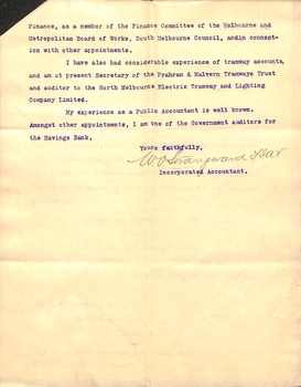 2nd page of application letter from W O Strangward