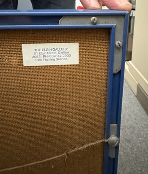 Rear of framed poster