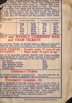 Rear of sheet cut from a VR Tram poster.