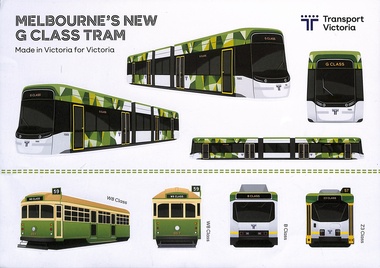 Document - Set of adhesive stickers, Transport Victoria, 'Melbourne's new G class tram", July 2026