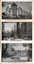 Three black and white photos of Melbourne, Australia: Top: the grand, domed entrance of Flinders Street Railway Station. Middle: a busy street scene on Elizabeth Street with a tram, cars, and tall buildings. Bottom: a tranquil view of the Botanical Gardens with a lake and Government House in the distance.