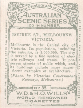 A sepia-toned vintage document with ornate border, featuring text in a decorative font, detailing Melbourne.