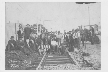 Tramway track laying gang