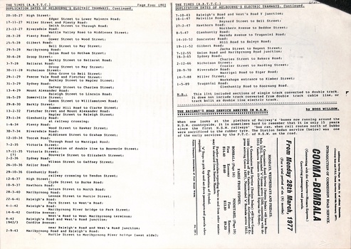 List of "Duplication dates of Melbourne's electric tramways"