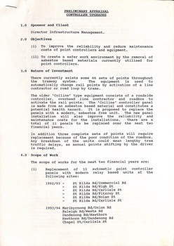 Preliminary appraisal of points controllers document outlining investment in new automated systems for improved reliability and safety.