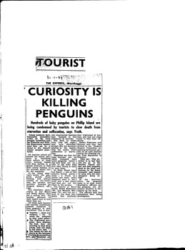 Photocopy of newspaper article, cutting from whole newspaper page. 3 columns black print on white paper. No images