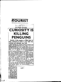Photocopy of newspaper article, cutting from whole newspaper page. 3 columns black print on white paper. No images