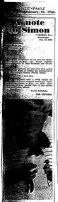 Very poor photocopy of single column with large photo under text