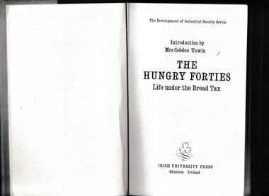 Book, Mrs Cobden Unwin, The hungry forties, 1904