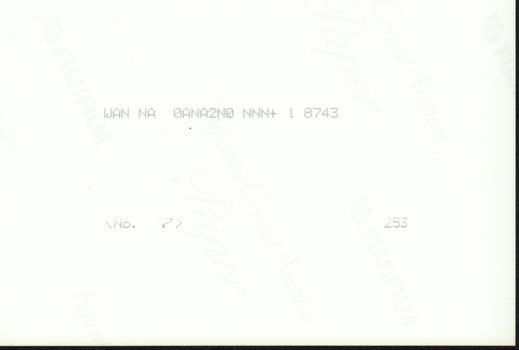 Reverse side of photograph with printing inscription