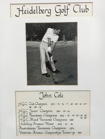 Photograph - Framed Photograph, Heidelberg Golf Club, John Cole - Life member, 1990s