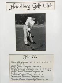 Photograph - Framed Photograph, Heidelberg Golf Club, John Cole, 1990s