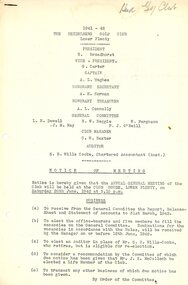 Document - Annual Report, Heidelberg Golf Club, 1941-42: The Heidelberg Golf Club, Lower Plenty, 20/06/1942