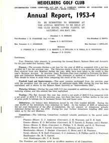 Document - Annual Report, Heidelberg Golf Club, 1953-54: The Heidelberg Golf Club, Lower Plenty, 15/05/1954
