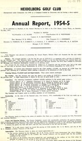 Document - Annual Report, Heidelberg Golf Club, 1954-55: The Heidelberg Golf Club, Lower Plenty, 07/05/1955