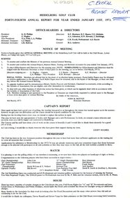 Document - Annual Report, Heidelberg Golf Club, Heidelberg Golf Club, Lower Plenty: Forty-fourth Annual Report, Year ended January 31st, 1973, 06/04/1973