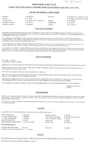 Document - Annual Report, Heidelberg Golf Club, Heidelberg Golf Club, Lower Plenty: Forty-seventh Annual Report, Year ended January 31st, 1976, 1976