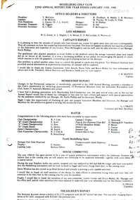 Document - Annual Report, Heidelberg Golf Club, Heidelberg Golf Club, Lower Plenty: 52nd Annual Report, Year ended January 31st, 1981, 1981