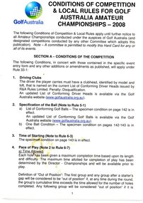 Pamphlet - Leaflet, Golf Australia, Conditions of competition and rules for golf: Australian Amateur Championships 2008, 2008