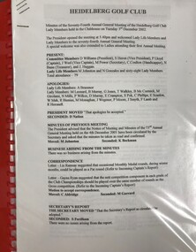 Administrative record - Minute Book, Heidelberg Golf Club, Ladies'/Associates' Annual General Meetings - Minutes: Book L/A 24: 2002, 03/12/2002