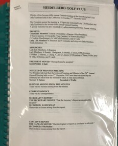 Administrative record - Minute Book, Heidelberg Golf Club, Ladies'/Associates' Annual General Meetings - Minutes: Book L/A 25: 2003, 02/12/2003