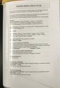 Administrative record - Minute Book, Heidelberg Golf Club, Ladies'/Associates' Annual General Meetings - Minutes: Book L/A 26: 2004, 30/11/2004