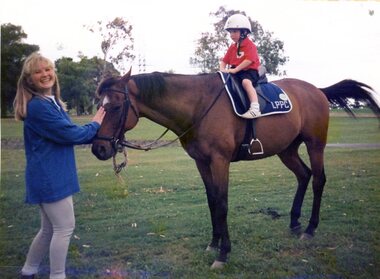Photograph, Faye Lamb, Christmas picnics at Heidelberg Golf Club - Horse rides, 1990