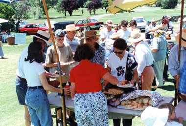Photograph, Faye Lamb, Christmas picnics at Heidelberg Golf Club - Lunch is served, 1990
