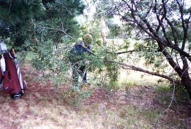 Photograph, Heidelberg Golf Club: Faye Lamb in the trees, 1990s
