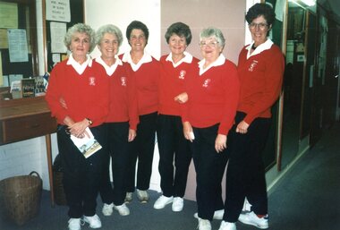 Photograph, Heidelberg Golf Club: Pennant caddies in old locker room, 1990s