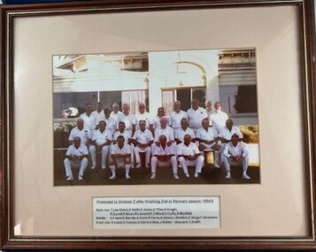 Photograph - Framed Team Photograph, Heidelberg Golf Club Bowling Club, Heidelberg Golf Club Bowling Club: Promoted to division 2 after finishing 2nd in Pennant season 1994-1995, 1995