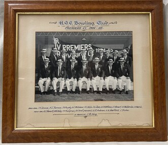 Photograph - Framed Team Photograph, Heidelberg Golf Club Bowling Club, Heidelberg Golf Club Bowling Club: Premiers "C1" 1964-1965, 1965