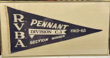 Memorabilia - Framed Pennant Flag, Heidelberg Golf Club Bowling Club: R.V.B.A. Pennant. Division C3, section winner, 1962-63, 1963