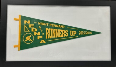 Memorabilia - Framed Pennant Flag, Heidelberg Golf Club Bowling Club: NEDNPA Night Pennant. Division 2, Runners up, 2015/2016, 2016