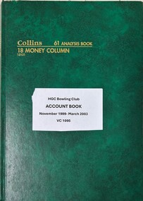 Book - Financial records, Heidelberg Golf Club Bowling Club, Heidelberg Golf Club Bowling Club. Account book 1999-2003, 1999-2003