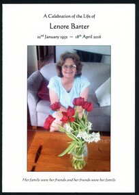 Pamphlet, Lenore Barter: Celebration of Life 2016, 18/04/2016