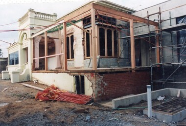 Photograph, Heidelberg Golf Club: Clubhouse renovations 1997-98 - Bryn Teg exterior being demolished, 1997