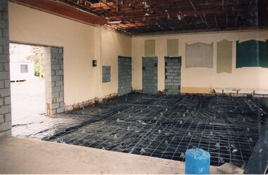 Photograph, Heidelberg Golf Club: Clubhouse renovations 1997-98 - preparing for a new floor, 1997