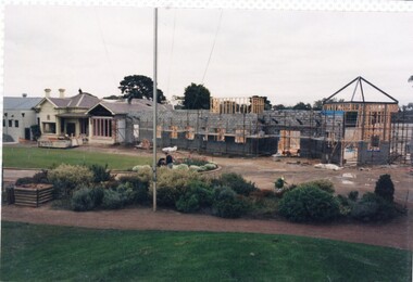 Photograph, Heidelberg Golf Club: Clubhouse renovations 1997-98 - framework seen from the course, 1997